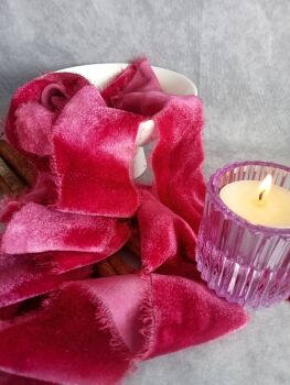 Deep pink silk velvet ribbon