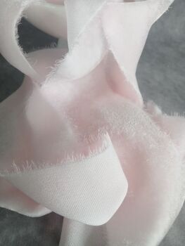 Pale pink velvet, silk ribbon