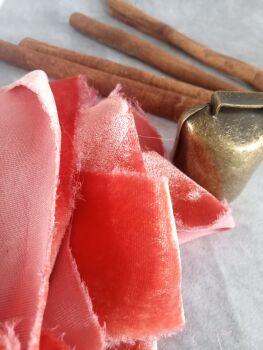 Evening rose silk velvet ribbon