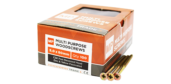 5.0 x 80mm Multi-Purpose Woodscrews Box 100