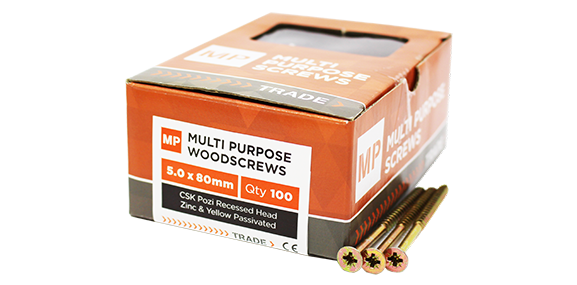 5.0 x 80mm Multi-Purpose Woodscrews Box 100