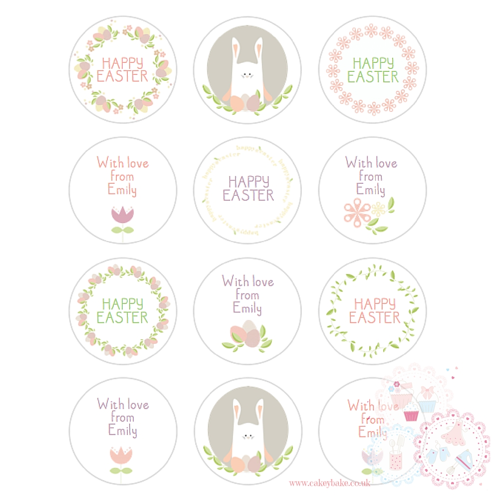 Easter Bunny Delicate Floral Cupcake Toppers