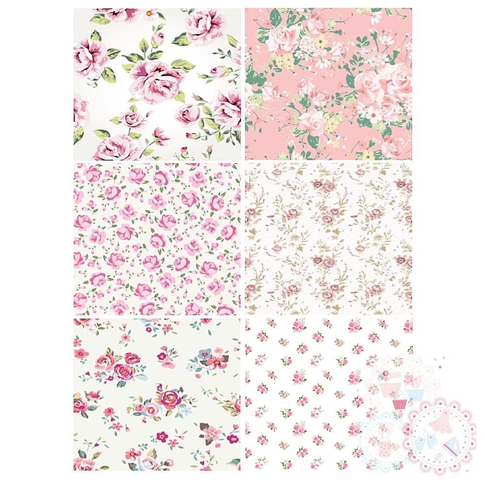 Ditsy Pink Roses Patchwork A4 Edible Printed Sheet