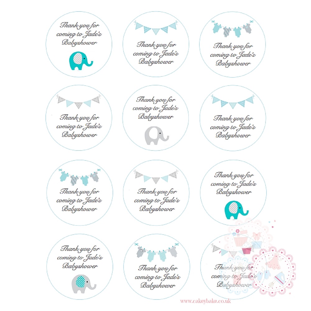 Blue Babyshower Cupcake toppers - personalised