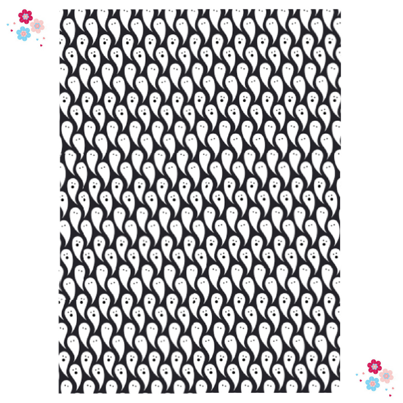 Halloween Icing Sheet Toppers - Black & White Ghost Design