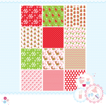 Christmas Red & Green Patchwork A4 Edible Printed Sheet x 12 squares