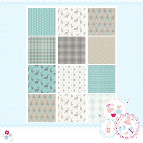 Christmas Rustic Blue Deer A4 Edible Printed Sheet x 12 squares