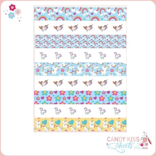Unicorn Candy Kiss Sheet (individual & stripes)