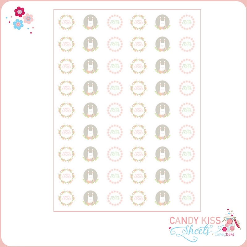 Delicate Pastel Easter Bunny Candy Kiss Sheet