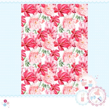 Large Peony & Lily Pink A4 Edible Printed Sheet