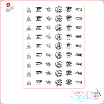 60th Birthday Candy Kiss Sheet