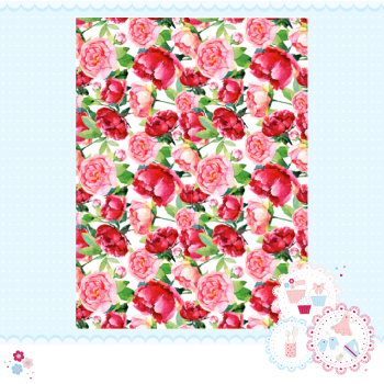 Large Peony Roses Pink A4 Edible Printed Sheet