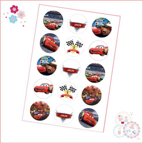 Cars Cupcake Toppers - Personalised