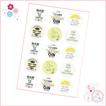 Gin and Tonic Themed Cupcake Toppers