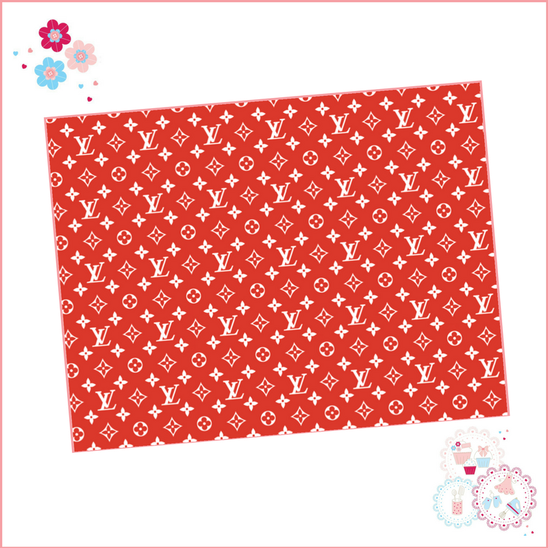 Red and White LV Supreme Edible Icing Sheet