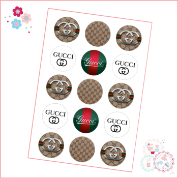 Designer Brands Cupcake Toppers - Gucci Cupcake Toppers x 15