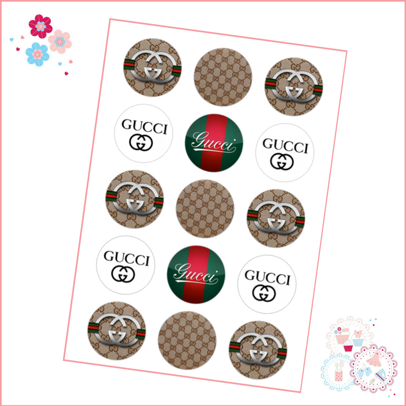 Gucci Cupcake Toppers x 15 - Designer Brands icing pre-cut toppers