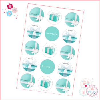 Designer Brands Cupcake Toppers -Tiffany Cupcake Toppers x 15