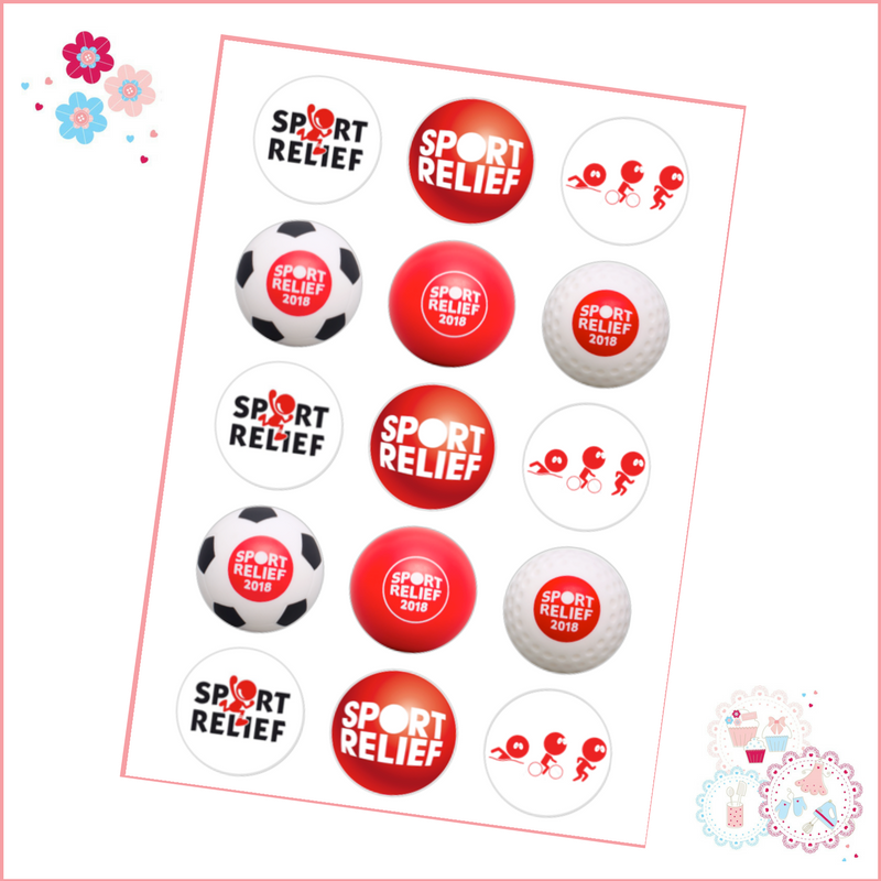 Sport Relief Charity Cupcake Toppers x 15