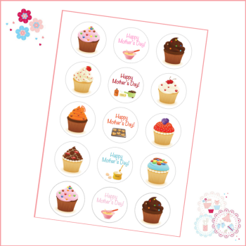Mother's Day Baking Themed Cupcake Toppers