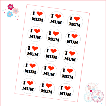 Mother's Day I heart Mum Cupcake Toppers