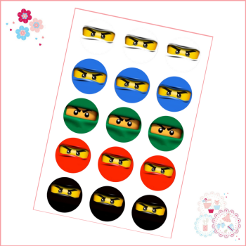 Edible Cupcake Toppers x 15 - Lego Ninjago Style Cupcake Toppers