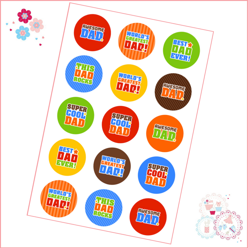 Edible Cupcake Toppers x 15 - Father's Day 'Awesome'