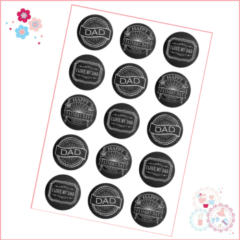 Edible Cupcake Toppers x 15 - Chalkboard Father's Day Theme - 'Dad'