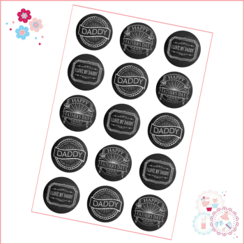 Edible Cupcake Toppers x 15 - Chalkboard Father's Day Theme - 'Daddy'