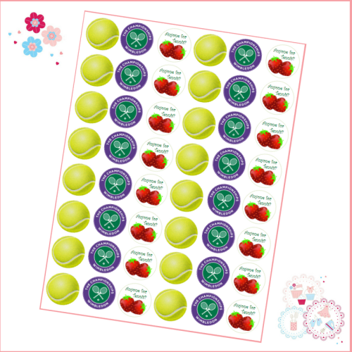 Edible Mini Cupcake Toppers x 48 - Wimbledon Championships Tennis Ball Mini