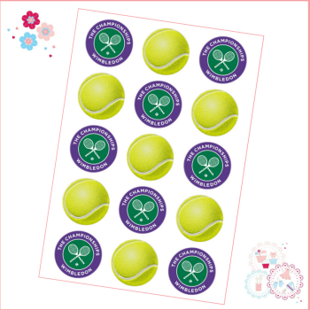 Edible Cupcake Toppers x 15- Wimbledon Tennis Ball Cupcake Toppers