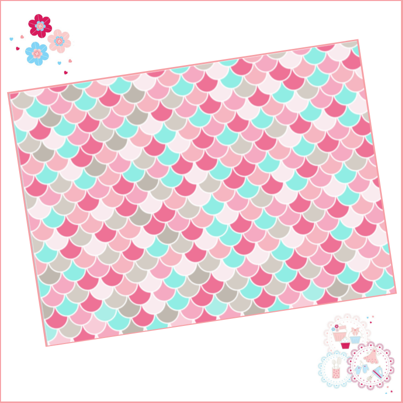 Mermaid scales pattern A4 Edible Printed Sheet - Pink and Blue