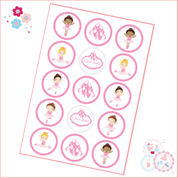 Edible Cupcake Toppers x 15 - Pink Ballet Themed Cupcake Toppers