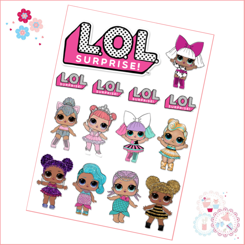 LOL Surprise Dolls Princess Girl Pink Aqua Edible Cake Toppers – Cakecery