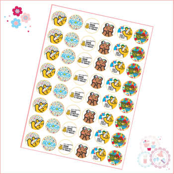 Charity Mini Cupcake Toppers x 48 - Children in Need Cupcake Toppers