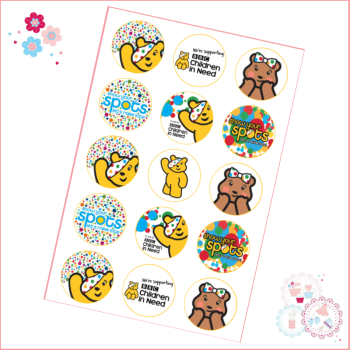 Charity Mini Cupcake Toppers x 15 - Children in Need Cupcake Toppers