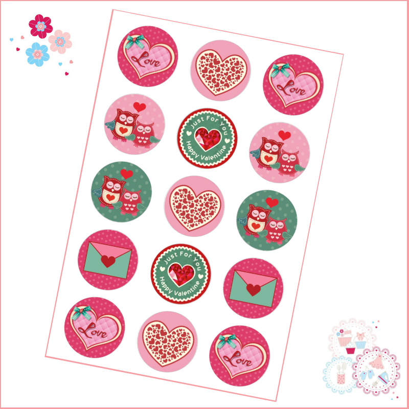 Valentine's Owl Themed Cupcake Toppers