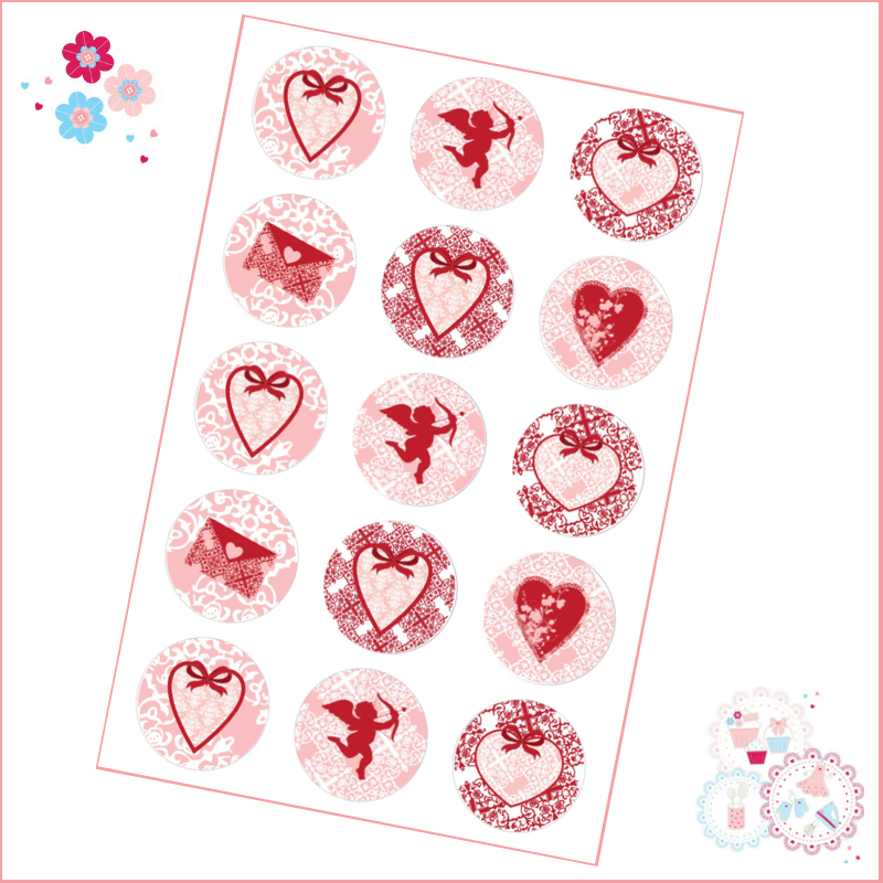Vintage Style Valentine's Cupcake Toppers