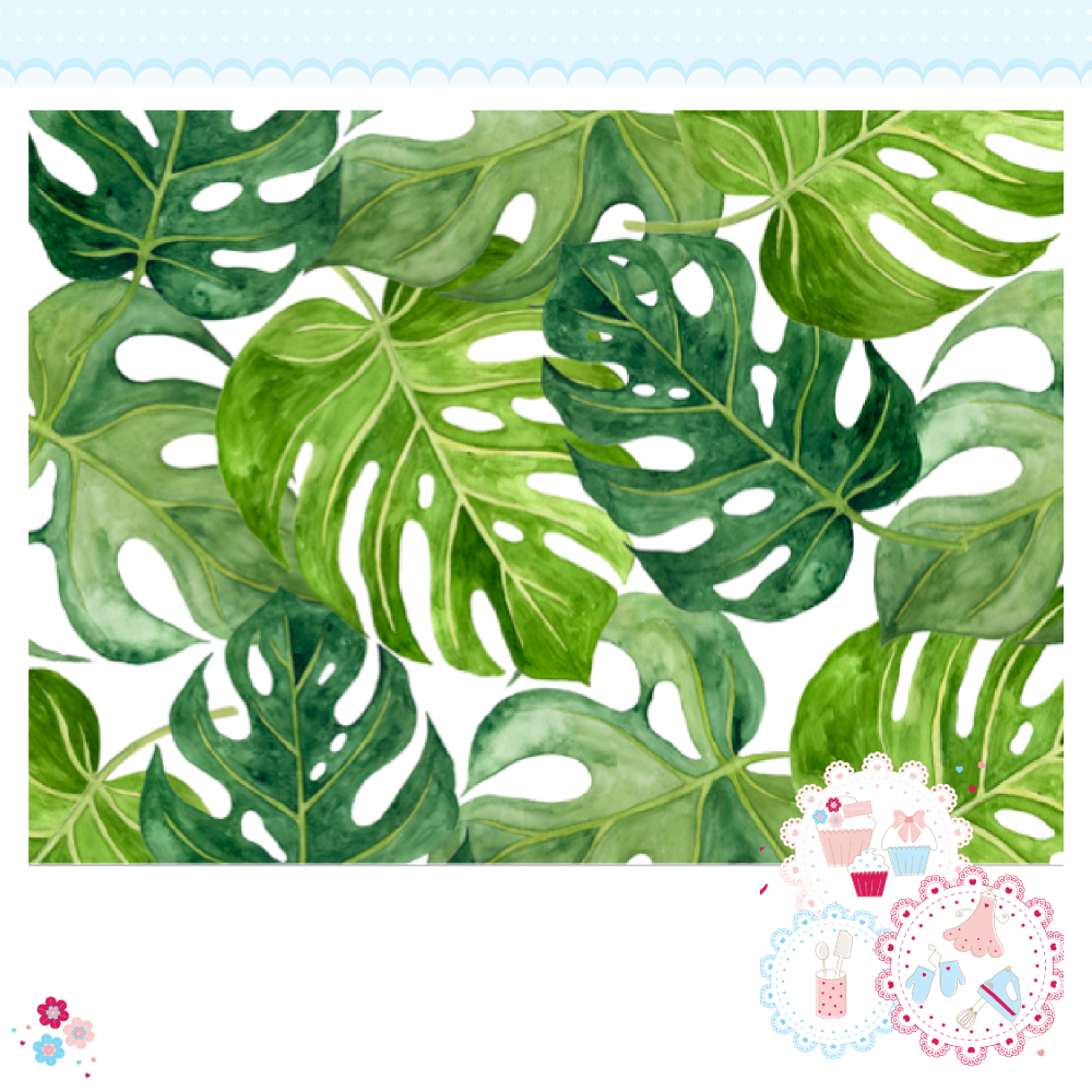 Tropical Leaves A4 Edible Printed Sheet - Large green tropical palm leaves 