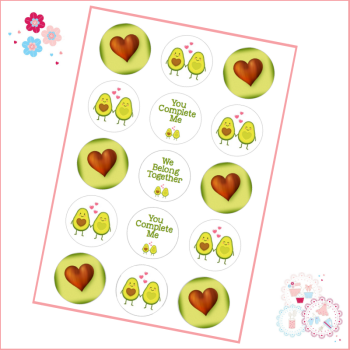 Valentines Cupcake Toppers - Avocado Halves