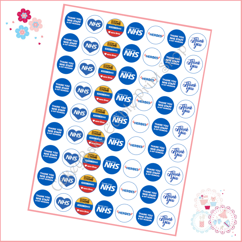 NHS Thankyou Mini Cupcake Toppers / Lollipop Toppers