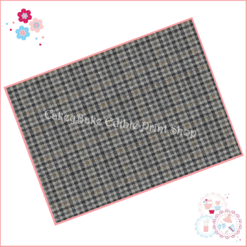Edible Icing Sheet - Grey Tweed checkered Fabric style Icing Sheet (portrait or landscape) 