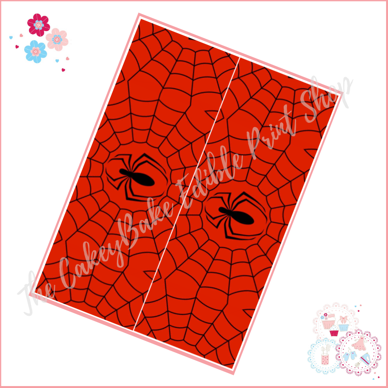 Edible Icing Sheet - Red and Black Web with Spider
