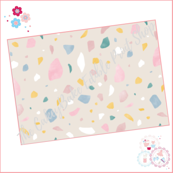 Terrazzo Patterned Cake Wrap A4 Edible Printed Sheet - Design 6 - stone background