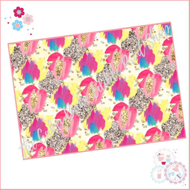 Abstract Paint Patterned Cake Wrap A4 Edible Printed Sheet - Design 3