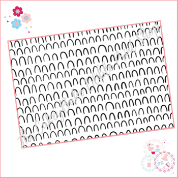 Black and White Patterned Doodle Cake Wrap A4 Edible Printed Sheet - Design 1