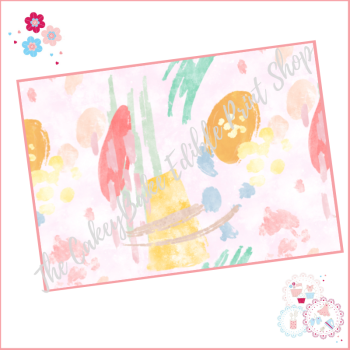 Abstract Watercolour Paint Effect Cake Wrap A4 Edible Printed Sheet - Design 2