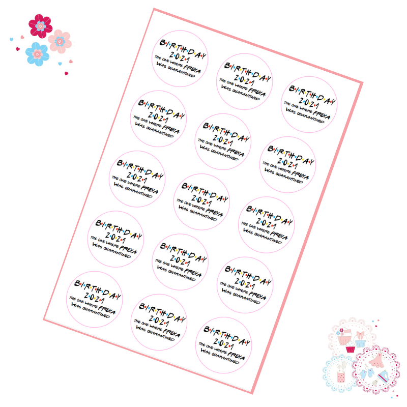 Friends style Quarantine birthday  Cupcake Toppers - personalised 