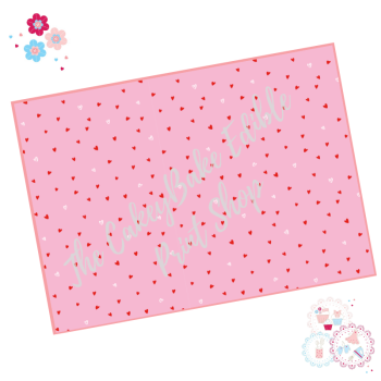 Valentines Cake Wrap - White and Red Polka Love Hearts on a Pink background Cake Wrap Edible Printed Sheet - Design 4