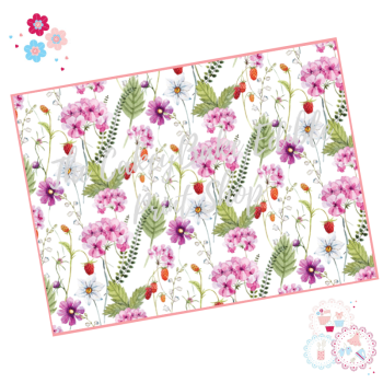 Pale Pink Meadow flowers Floral A4 Edible Printed Sheet
